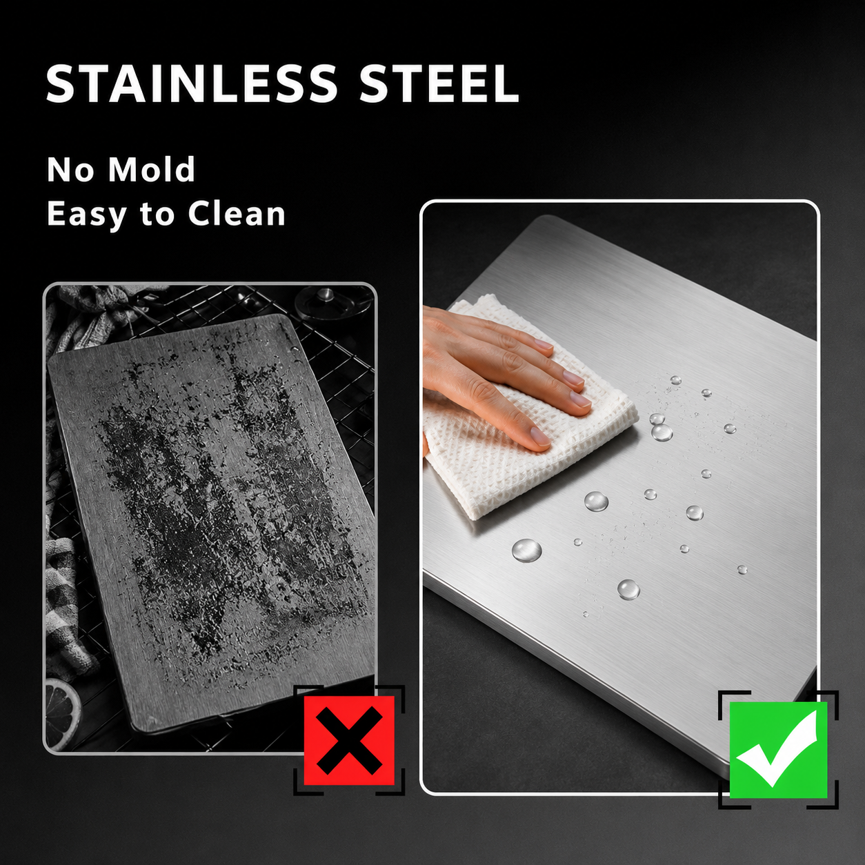 Bloomorix™ Stainless Steel Cutting Board – Non-Slip Kitchen Prep Board