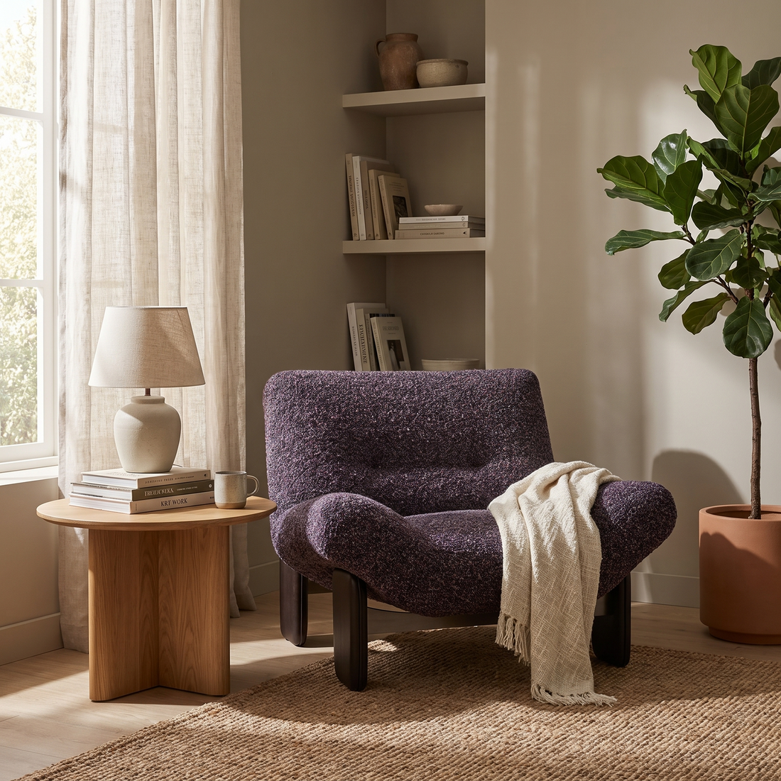 Armless Accent Chair, Grey Multicolor Fabric Lounge Chair