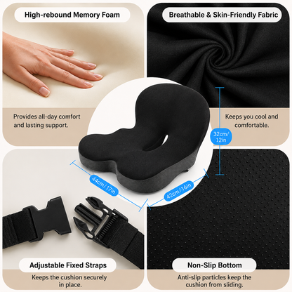 Bloomorix™ Premium Memory Foam Seat Cushion – Non-Slip Comfort Support