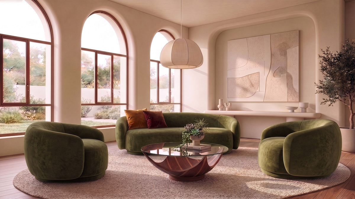 Green Swivel Accent Chair, Modern Round Arm Living Room Chair