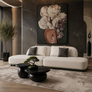 Off White Curved Sectional Sofa, Contemporary Armless Crescent Couch