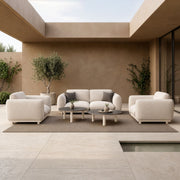 Outdoor Patio Conversation Set, Grey Loveseat and Chairs with Tables
