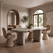 Beige Concrete Dining Table, Free Form Organic Indoor Outdoor Table