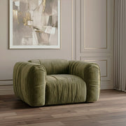 Olive Green Lounge Chair, Modern Oversized Square Arm Accent Chair