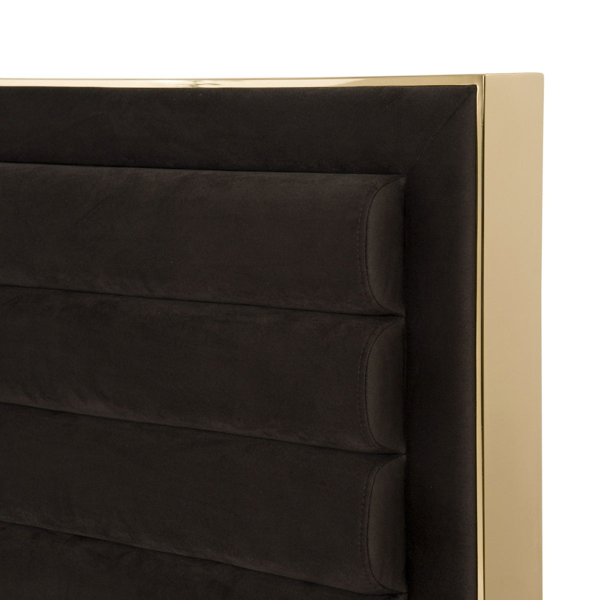 Brown Velvet Bedroom Set, Channel Tufted Bed with Walnut Dresser