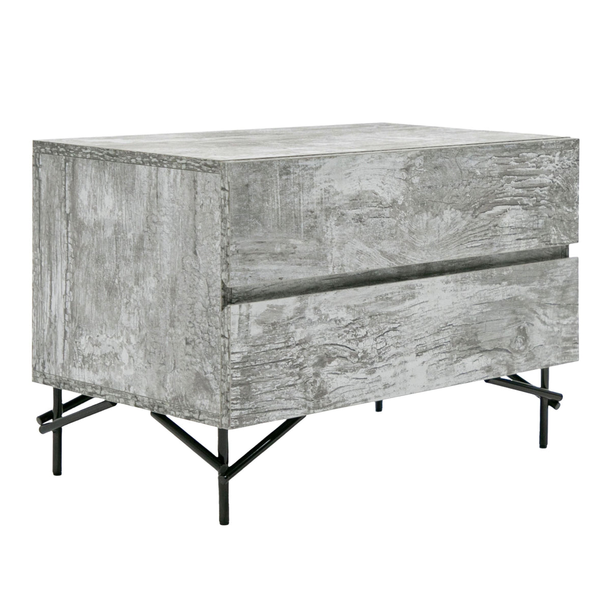 Beige Low Profile Bedroom Set, Upholstered Bed with Grey Textured Dresser