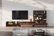 Walnut Entertainment Center, Mid Century Modern TV Wall Unit with Shelves
