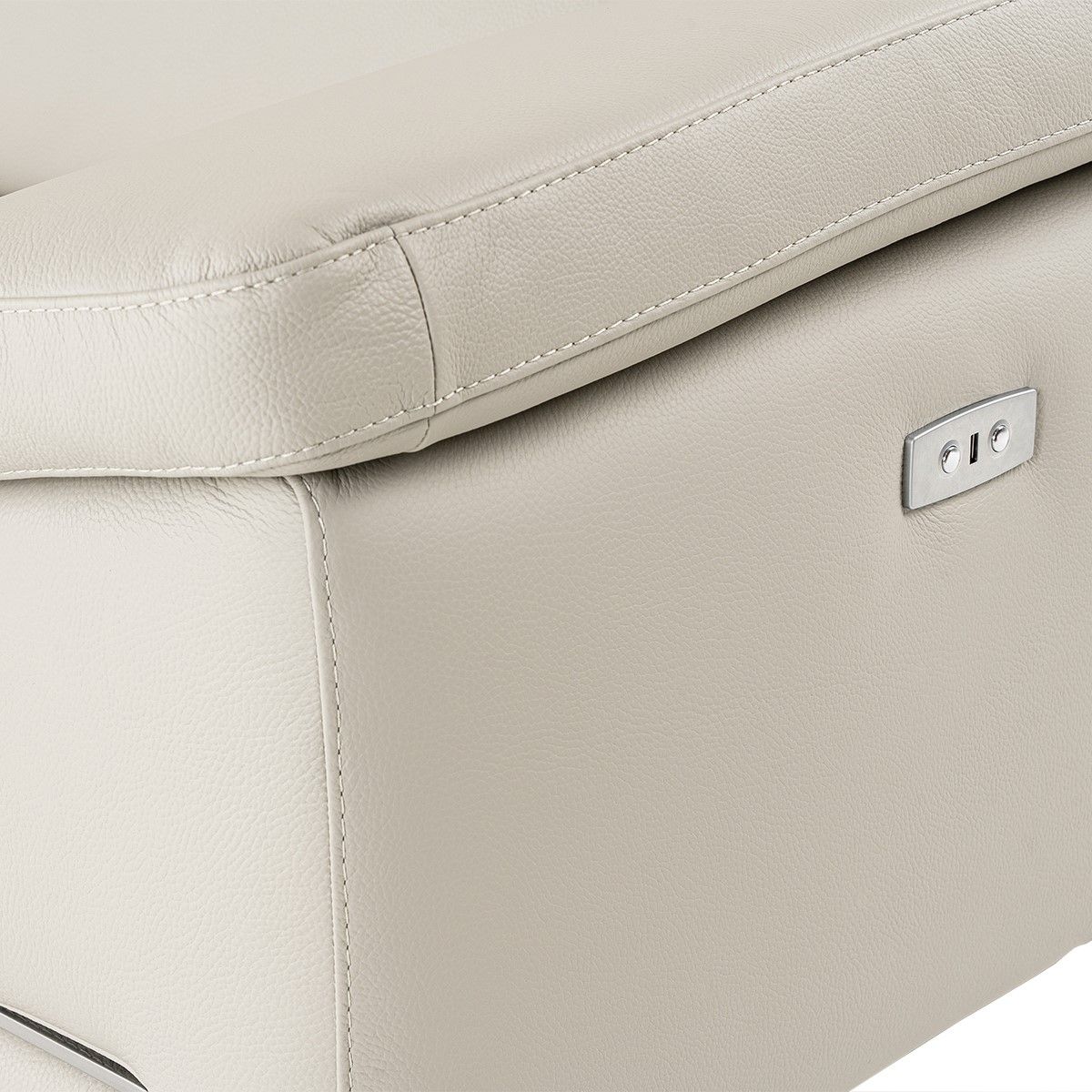 Light Grey Leather Power Reclining Sectional, Italian L Shaped Recliner Couch