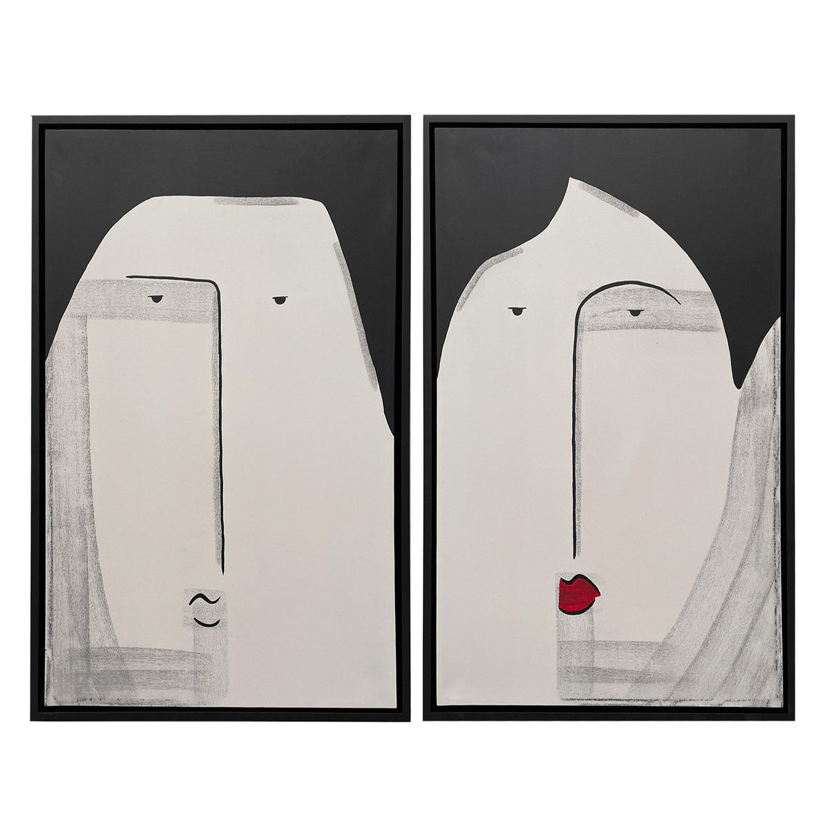 Modern Framed Painting Set, Hand Painted Wall Art Pair