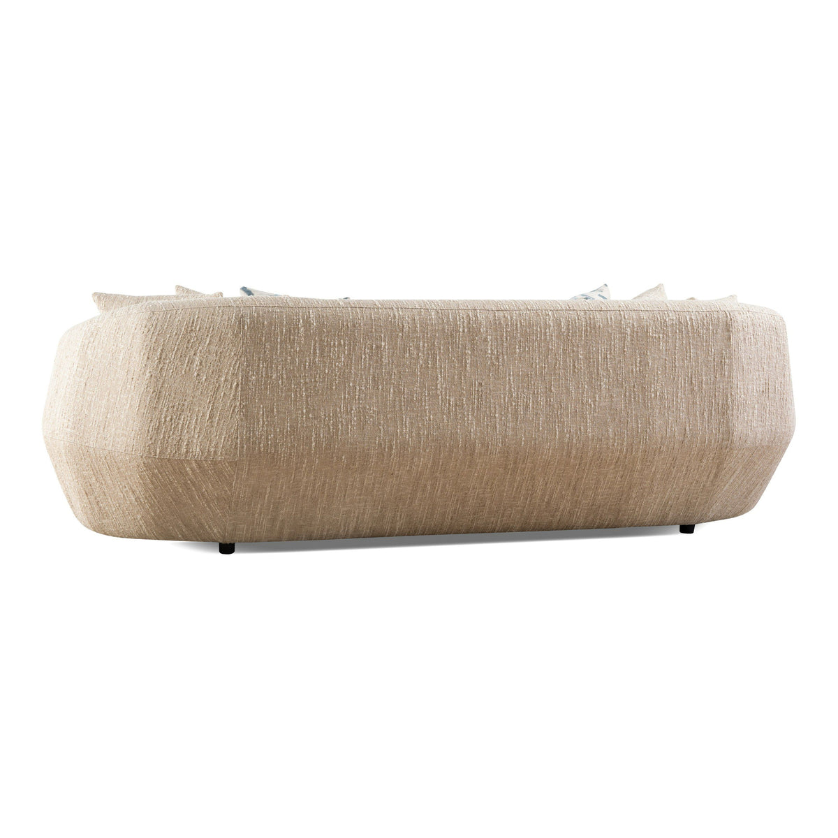Beige Patterned Sofa, Extra Long Curved Arm Couch
