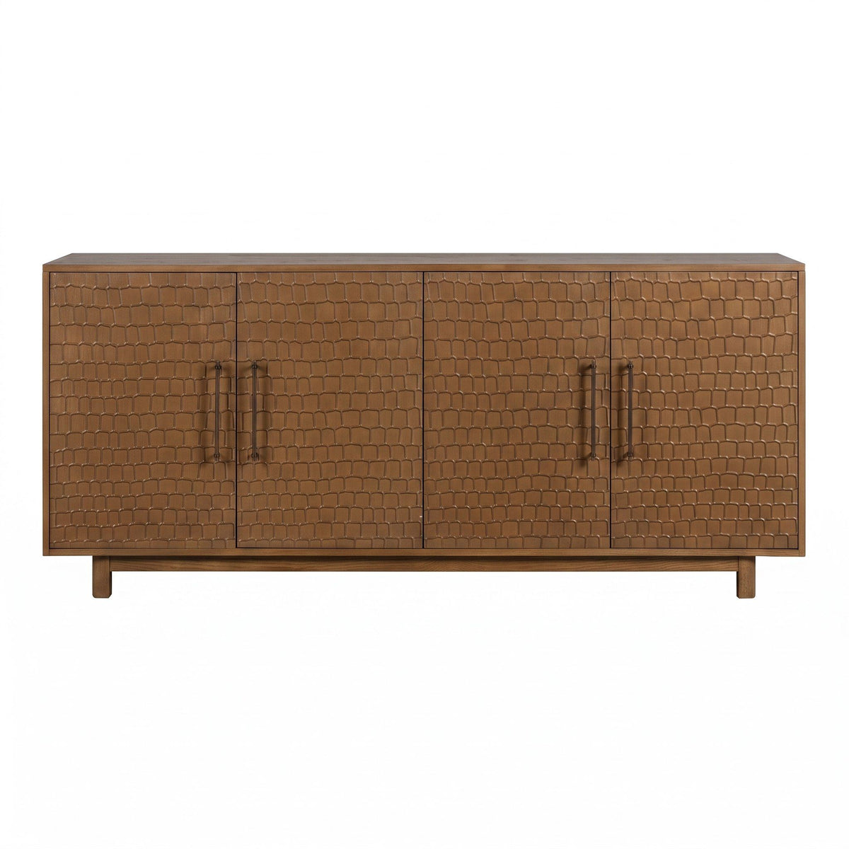 Walnut Sideboard Buffet, Modern Wood Credenza with Adjustable Shelves