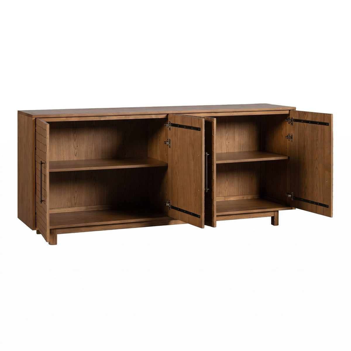 Walnut Sideboard Buffet, Modern Wood Credenza with Adjustable Shelves