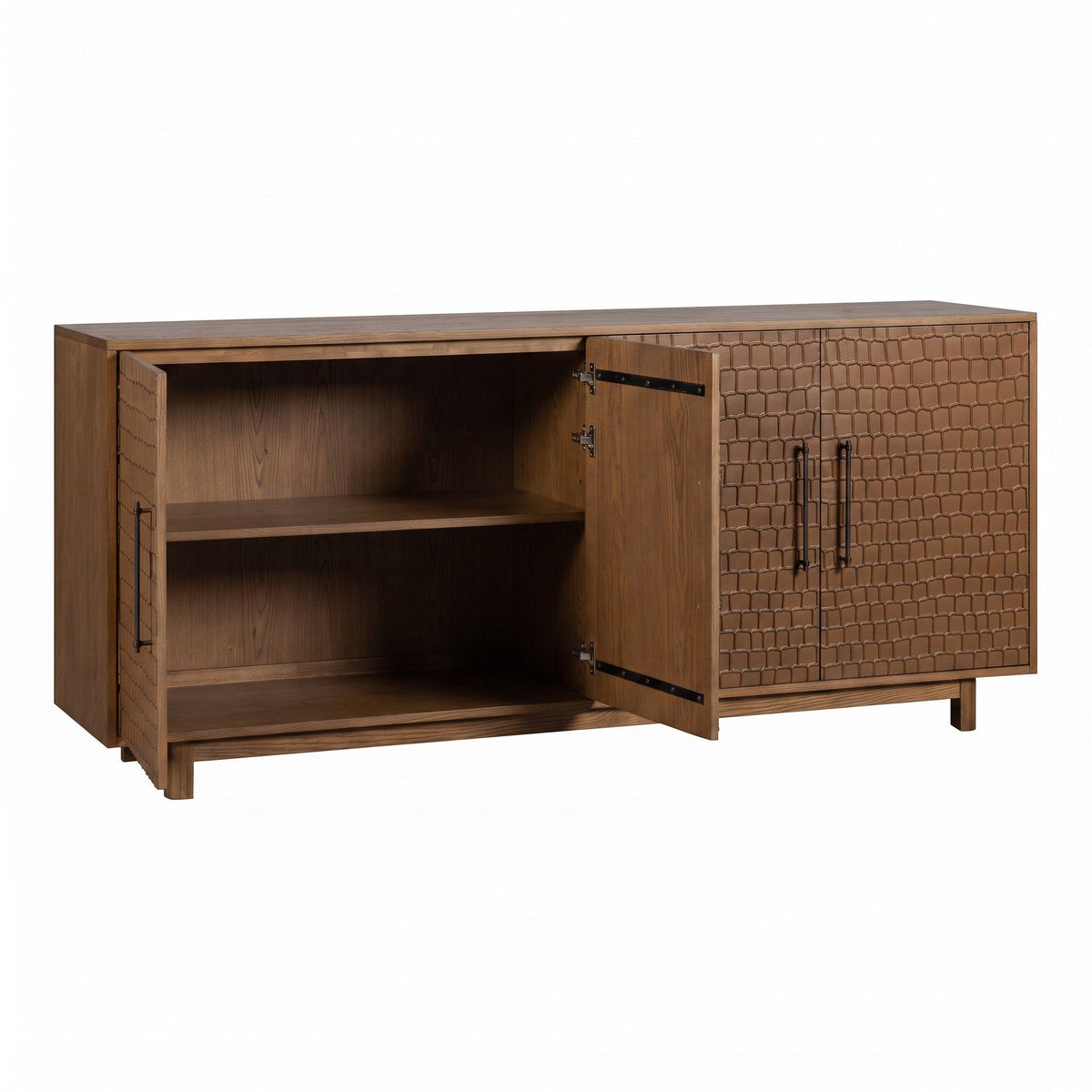 Walnut Sideboard Buffet, Modern Wood Credenza with Adjustable Shelves