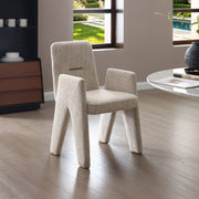 Upholstered Dining Armchair, Modern Fabric Dining Chair with Steel Accent