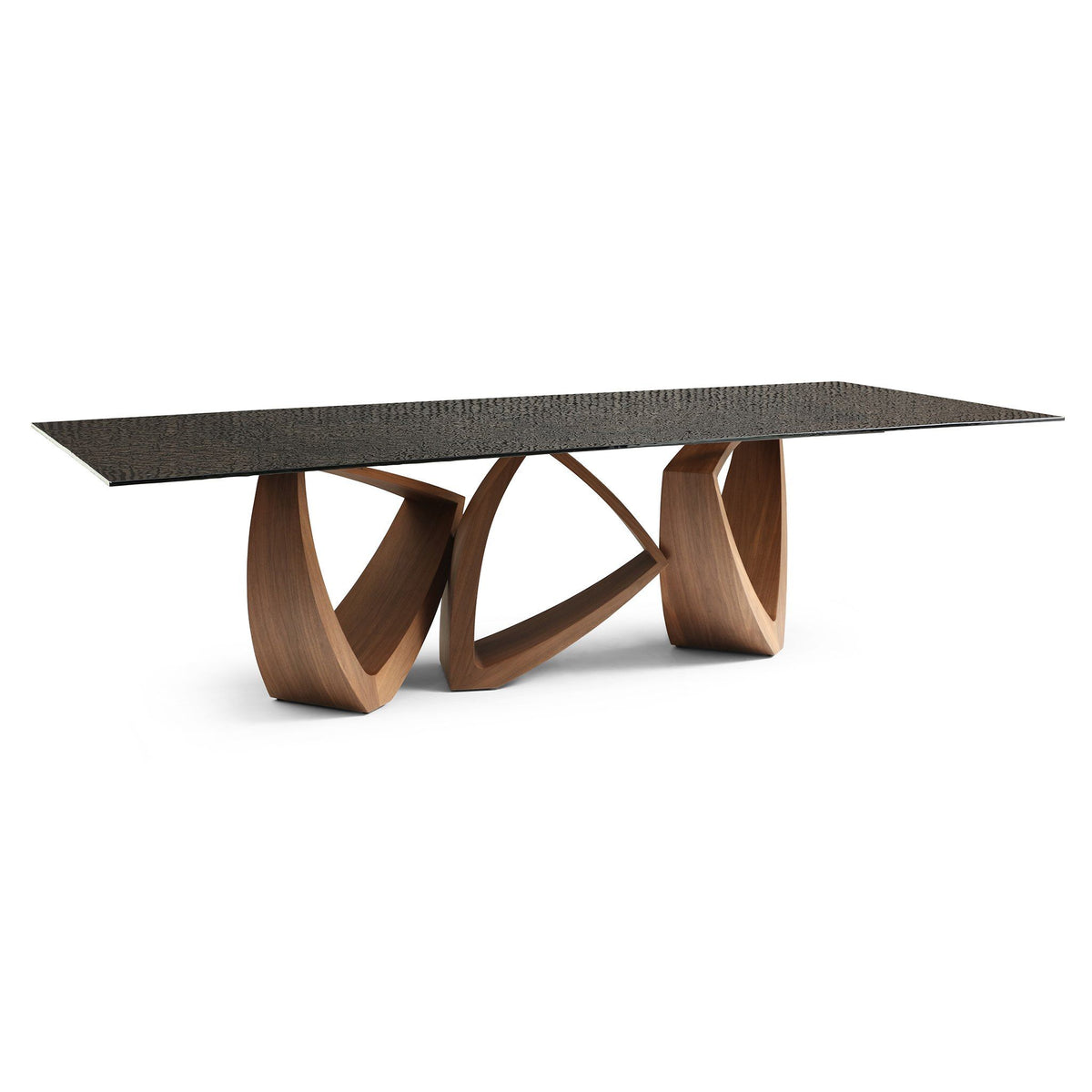 Glass Top Dining Table, Modern Walnut Trestle Table for Large Families