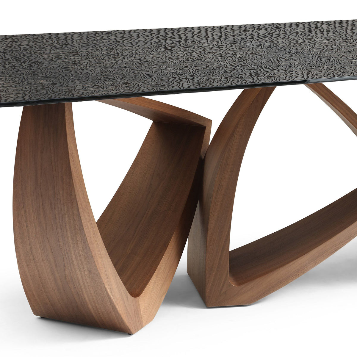 Glass Top Dining Table, Modern Walnut Trestle Table for Large Families