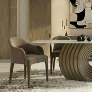 Fully Upholstered Dining Chair, Modern Arm Chair in Velvet and Fabric