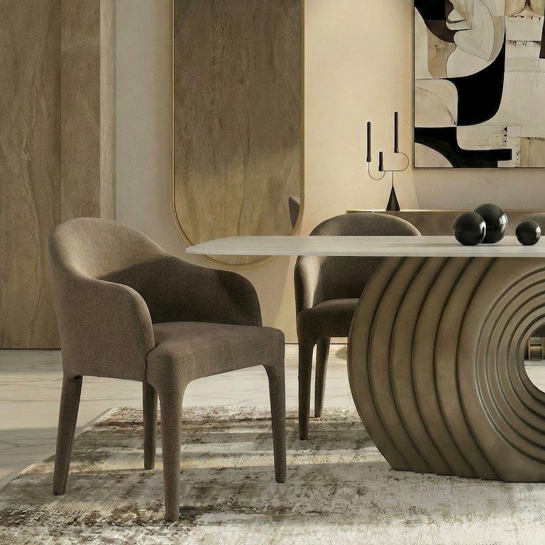 Fully Upholstered Dining Chair, Modern Arm Chair in Velvet and Fabric