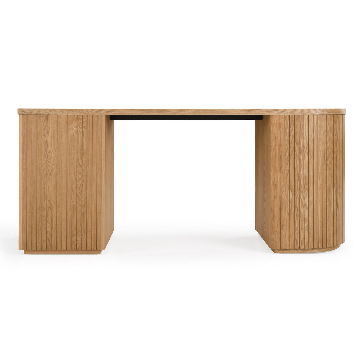 Natural Ash Writing Desk, Modern Home Office Desk with Drawers and Cabinet