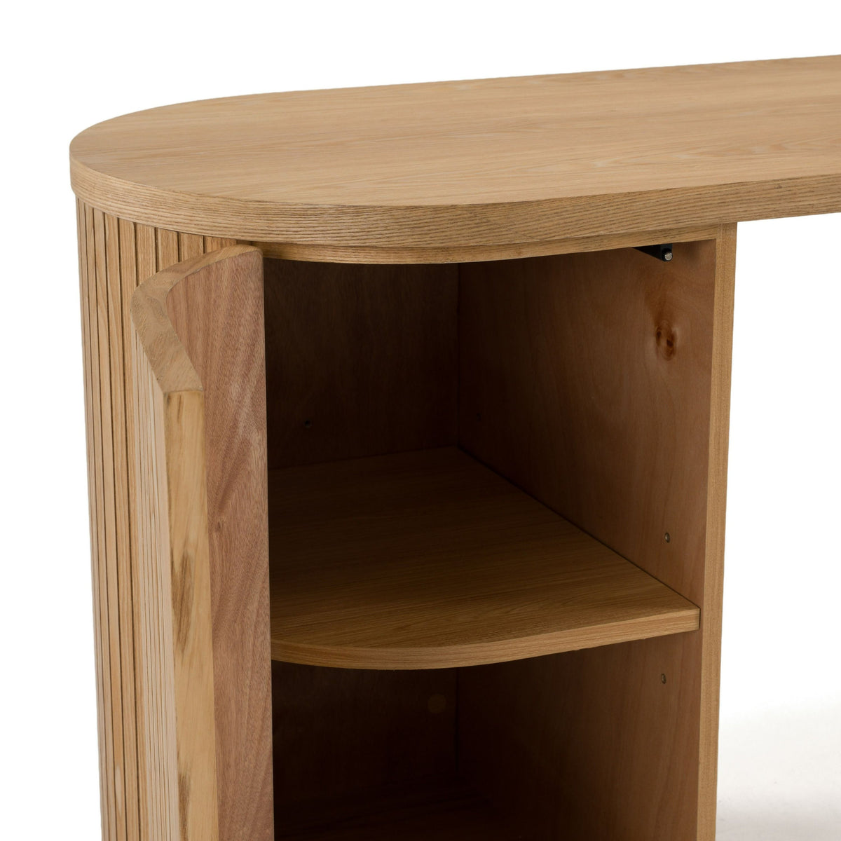 Natural Ash Writing Desk, Modern Home Office Desk with Drawers and Cabinet