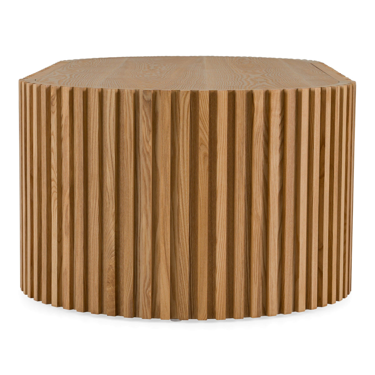 Oval Wood Coffee Table with Drawer, Natural Ash Modern Living Room Table