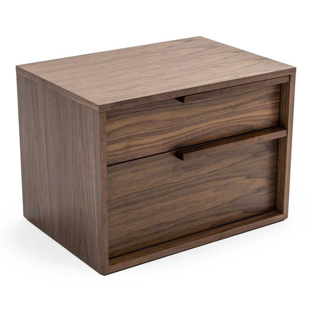 White Leather and Walnut Bedroom Set, Modern Upholstered Bed Suite