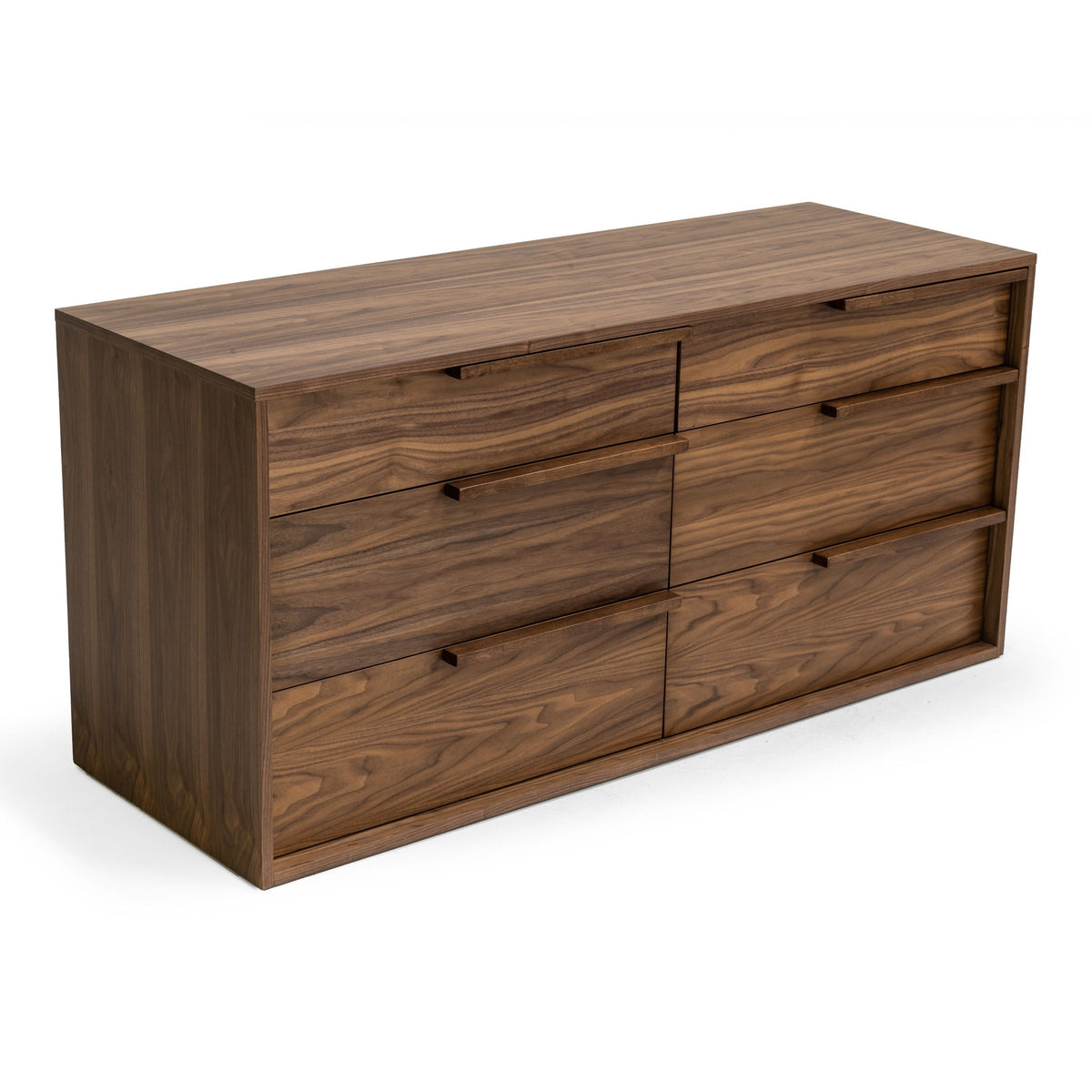 White Leather and Walnut Bedroom Set, Modern Upholstered Bed Suite