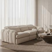 Off White Power Reclining Sofa, Modern Fabric Recliner Couch