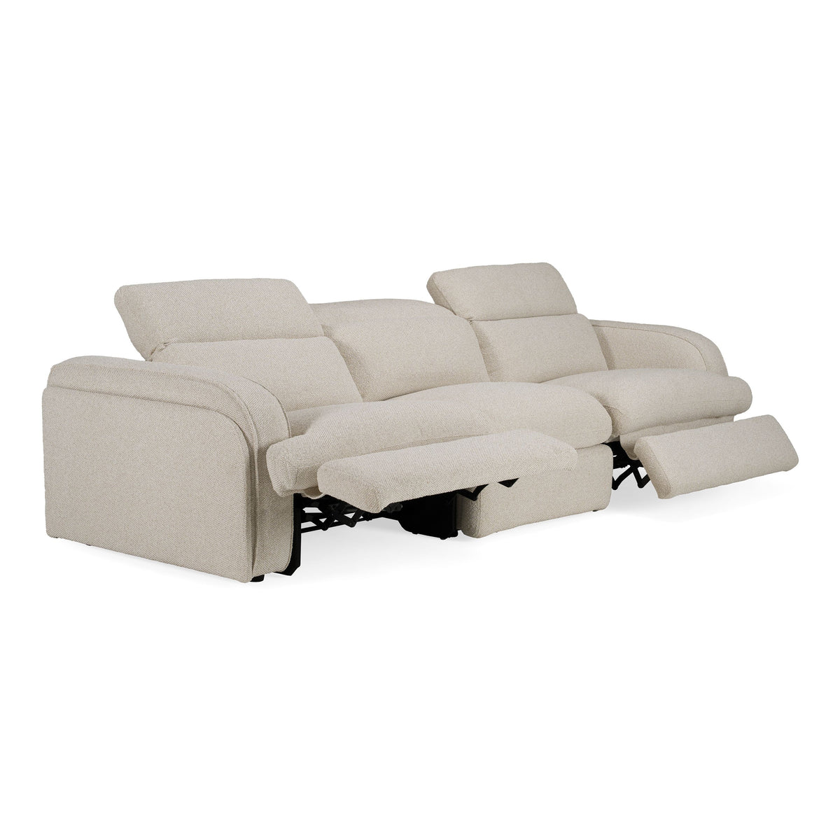 Off White Power Reclining Sofa, Modern Fabric Recliner Couch
