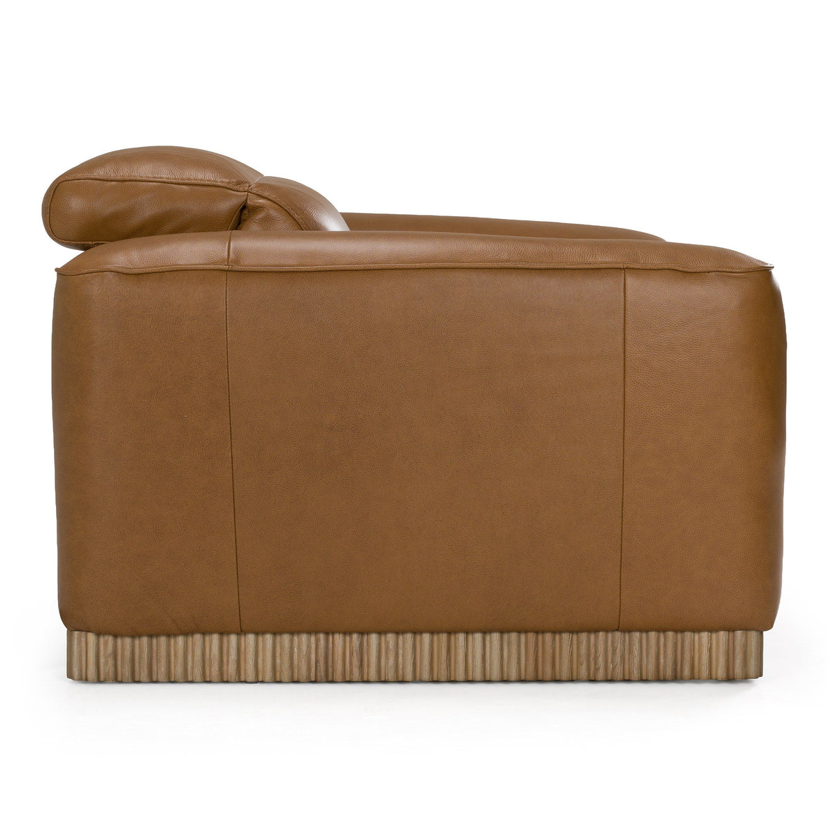 Brown Leather Power Recliner Chair, Modern Oak Accent Lounge Chair