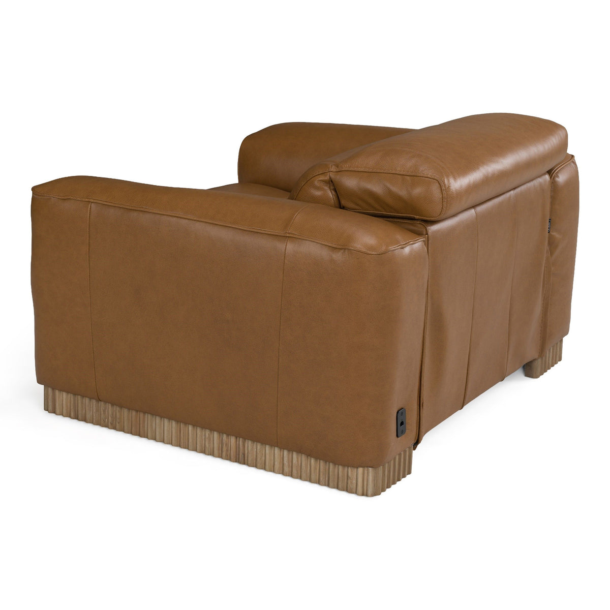 Brown Leather Power Recliner Chair, Modern Oak Accent Lounge Chair
