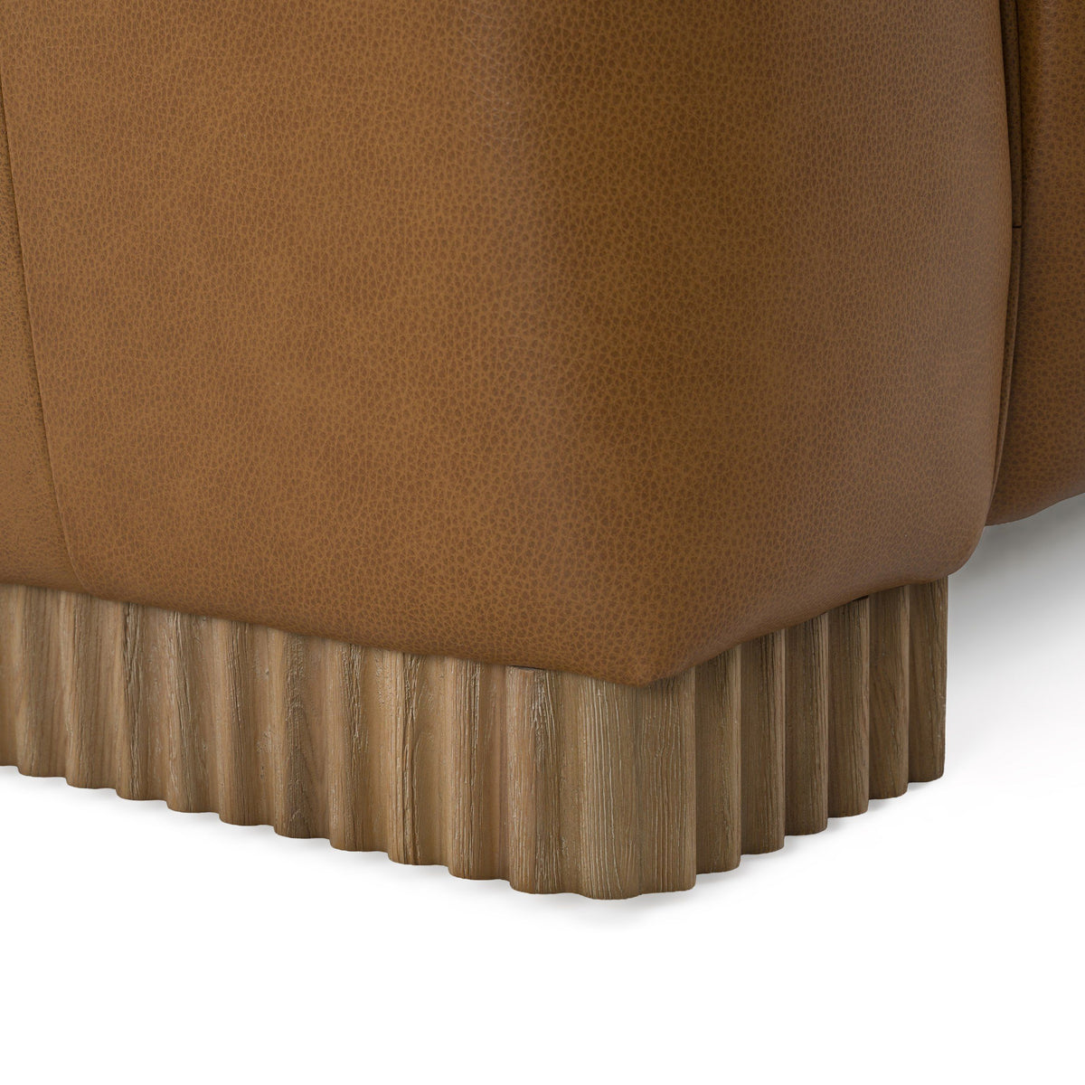 Brown Leather Power Recliner Chair, Modern Oak Accent Lounge Chair