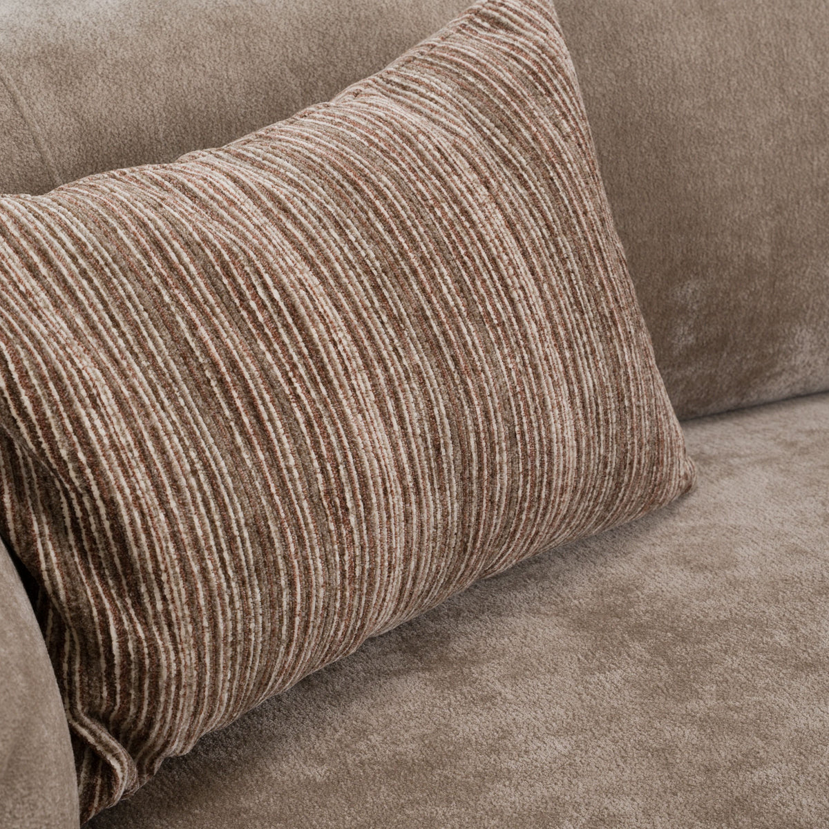 Tan Fabric Loveseat Sofa, Modern Round Arm Couch with Wood Accents