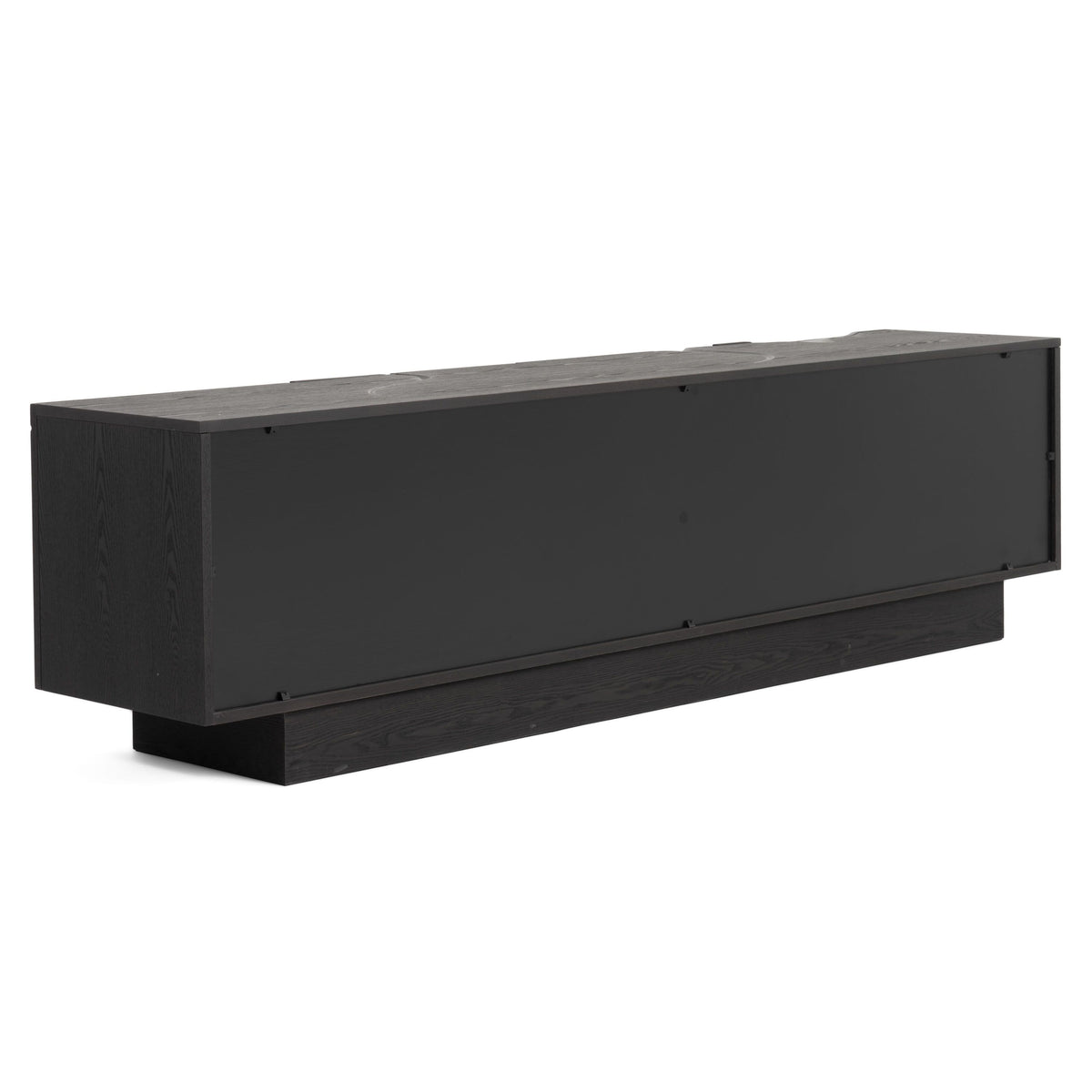 Black TV Stand with Silver Accents, Modern Wide Media Console