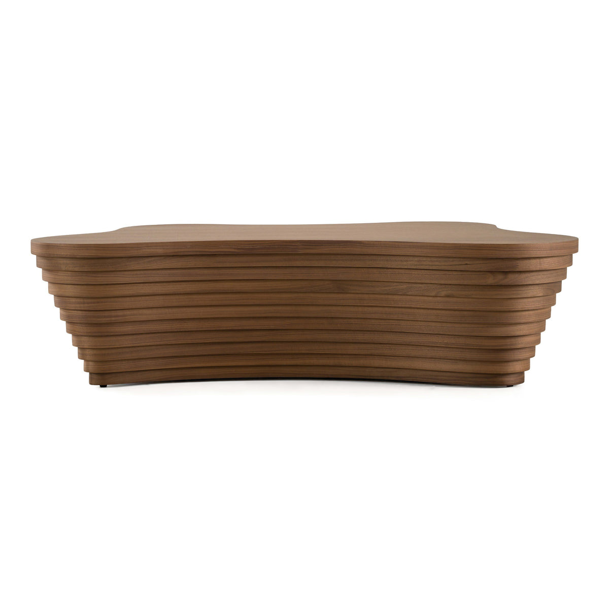 Freeform Walnut Finish Coffee Table, Organic Modern Living Room Table