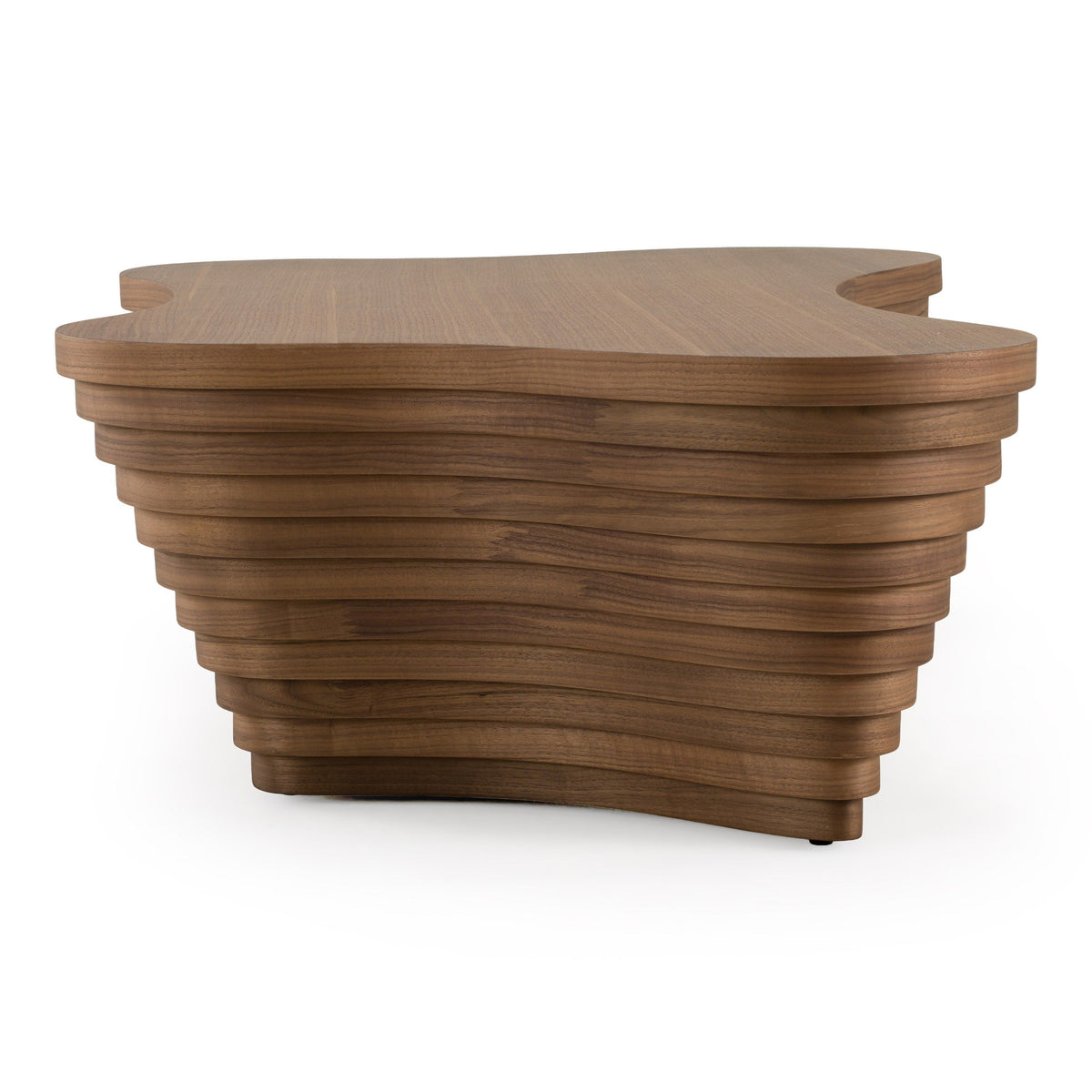 Freeform Walnut Finish Coffee Table, Organic Modern Living Room Table