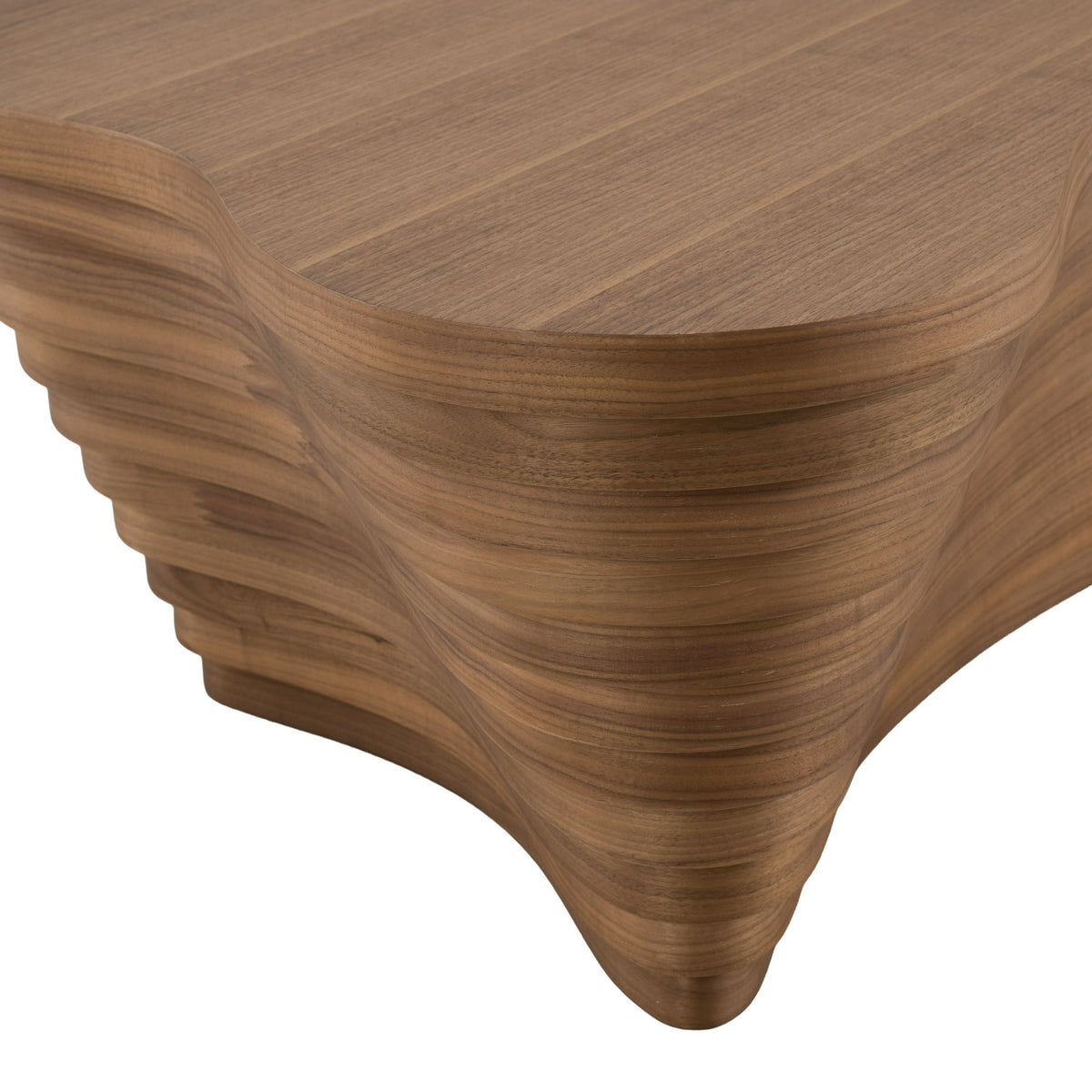 Freeform Walnut Finish Coffee Table, Organic Modern Living Room Table