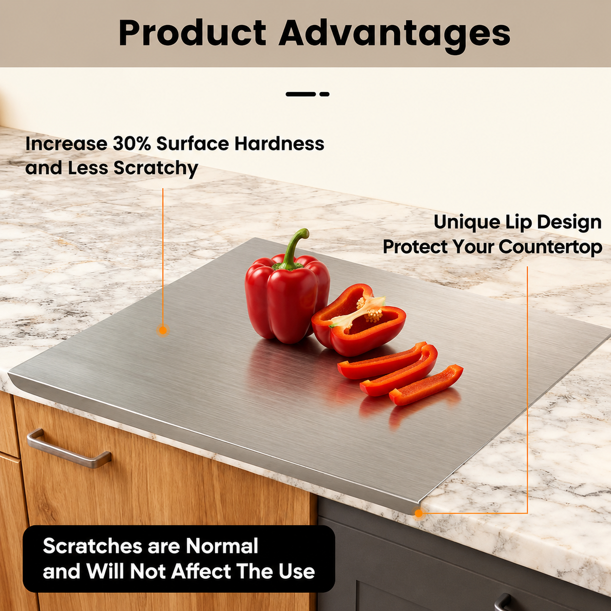 Bloomorix™ Stainless Steel Cutting Board – Non-Slip Kitchen Prep Board