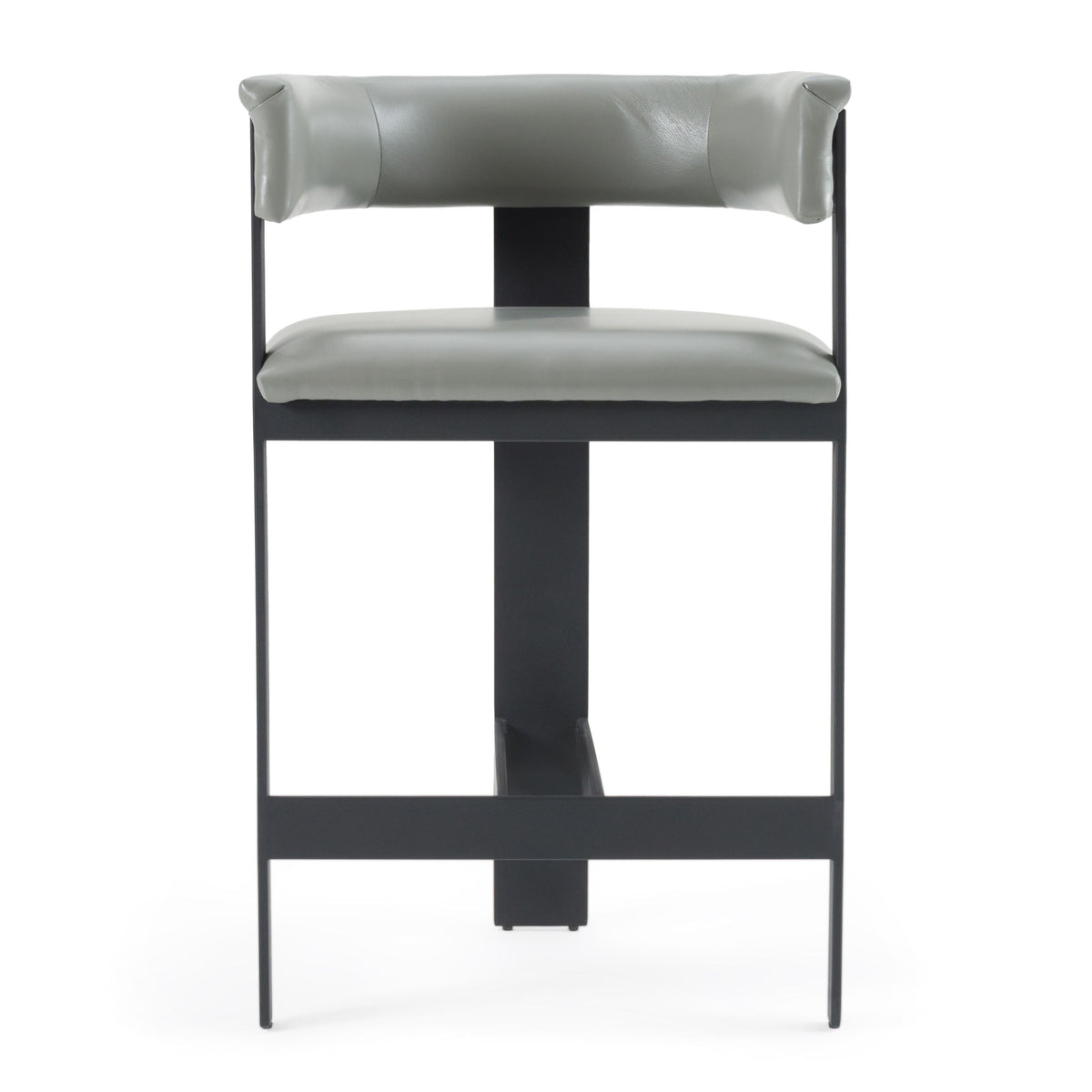 Faux Leather Counter Stool, Modern Round Back Counter Height Chair