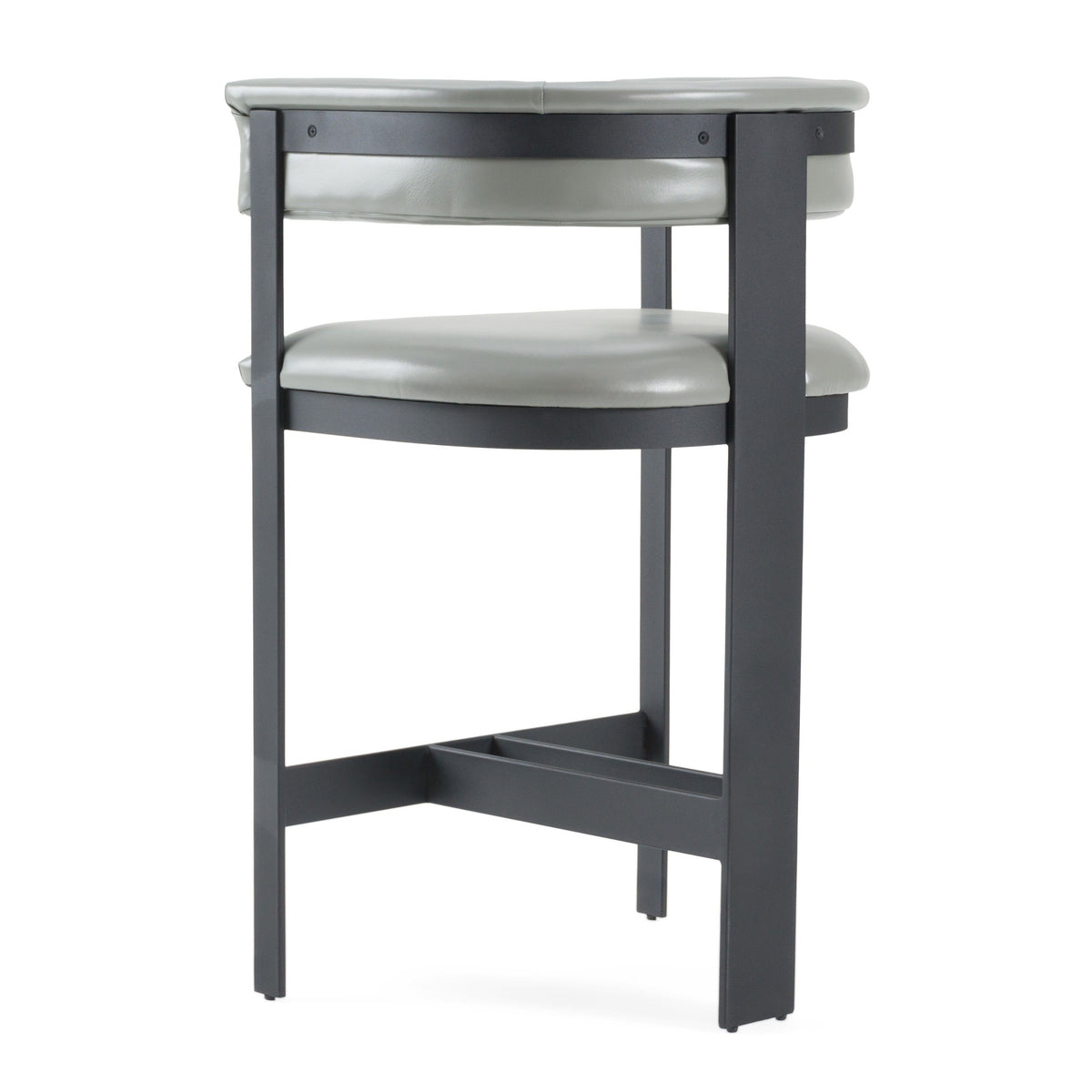 Faux Leather Counter Stool, Modern Round Back Counter Height Chair