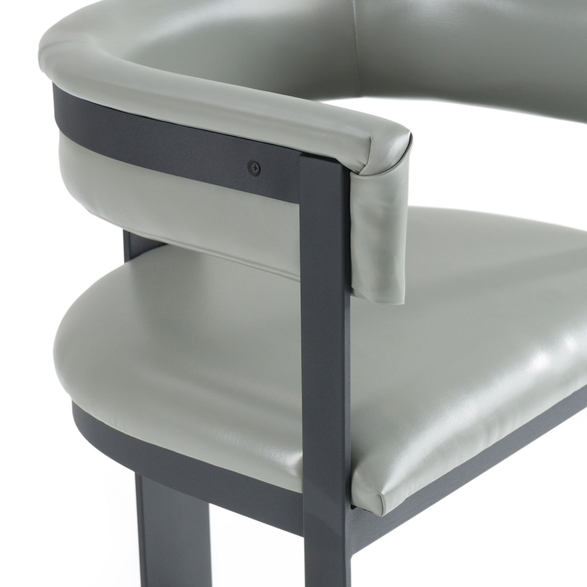Faux Leather Counter Stool, Modern Round Back Counter Height Chair