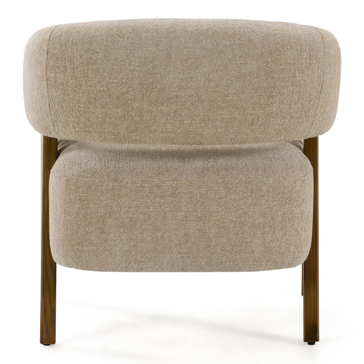 Mid Century Modern Accent Chair, Beige Fabric Chair with Ash Wood Legs