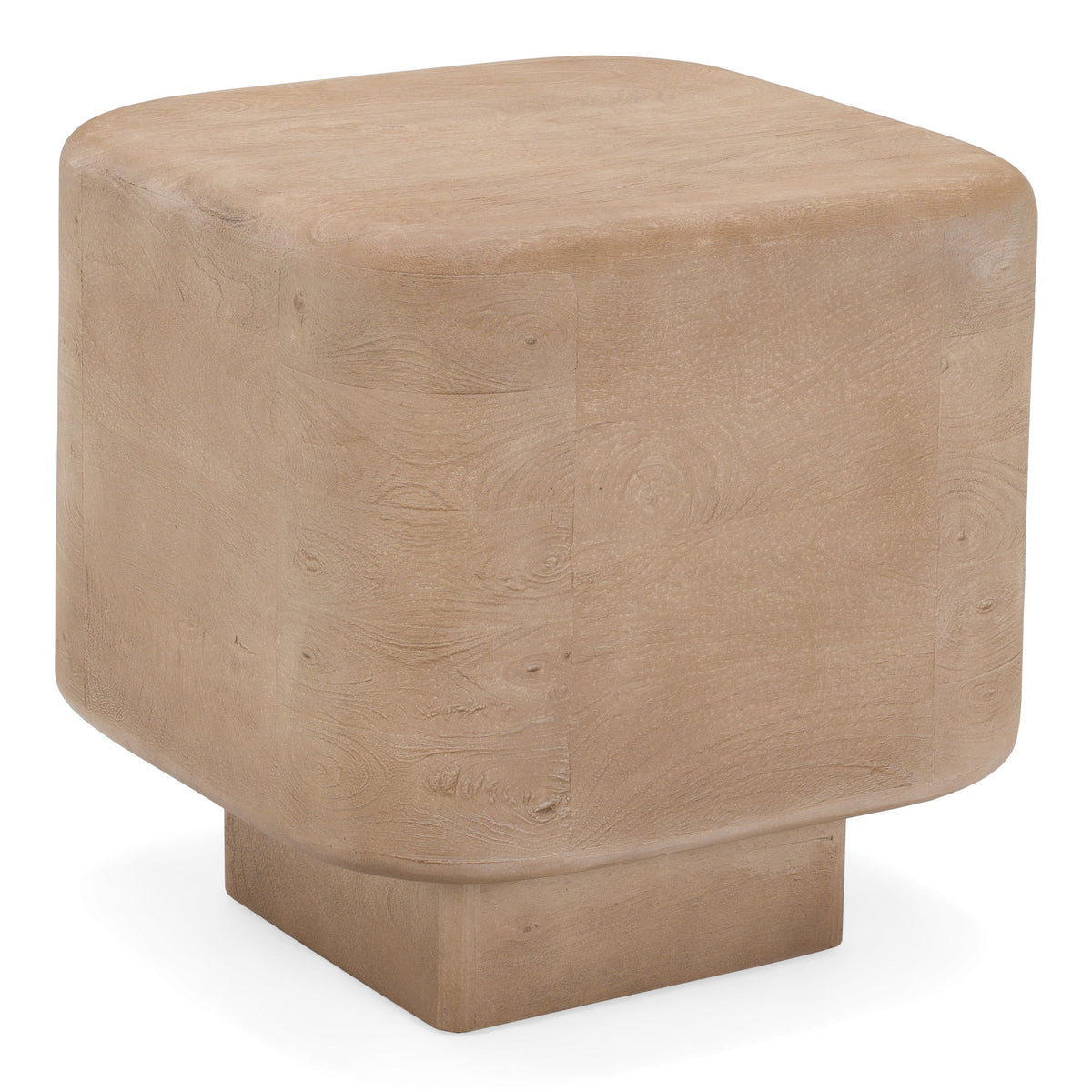 Square Mango Wood End Table, Rustic Modern Block Side Table