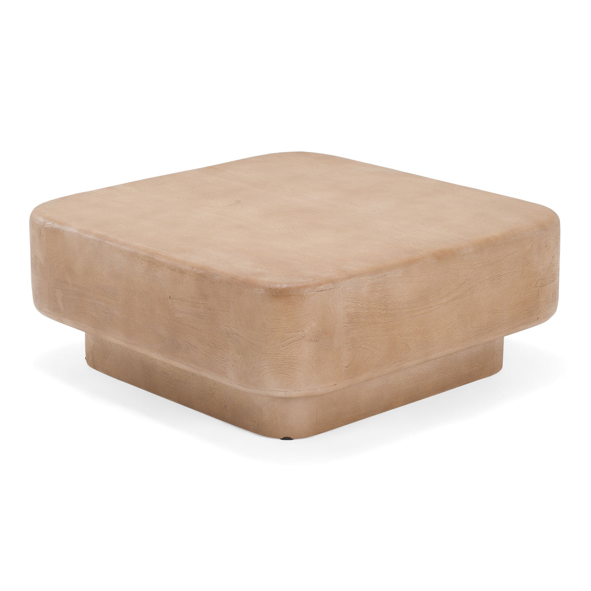Square Mango Wood Coffee Table, Rustic Modern Block Coffee Table