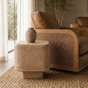 Square Mango Wood End Table, Rustic Modern Block Side Table