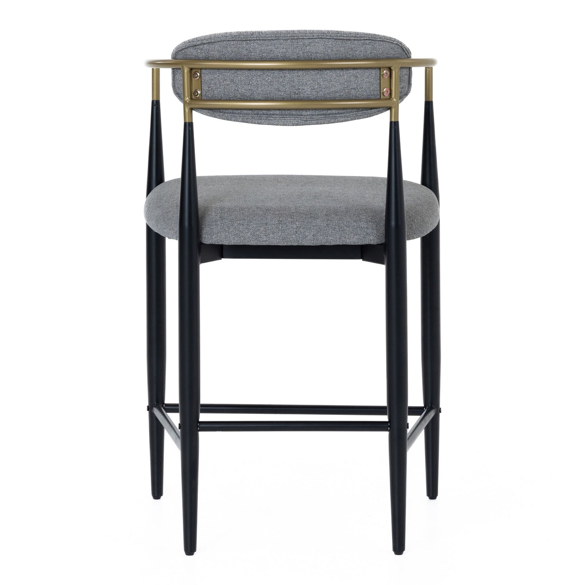 Grey Counter Stool with Gold Arms, Mid Century Counter Height Chair