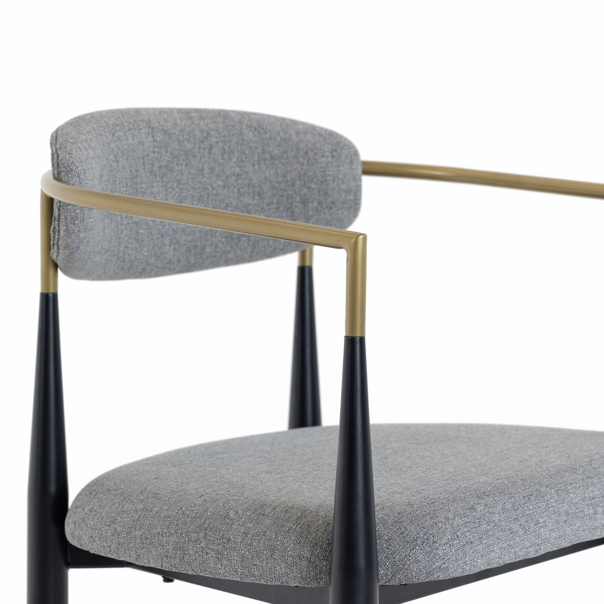 Grey Counter Stool with Gold Arms, Mid Century Counter Height Chair