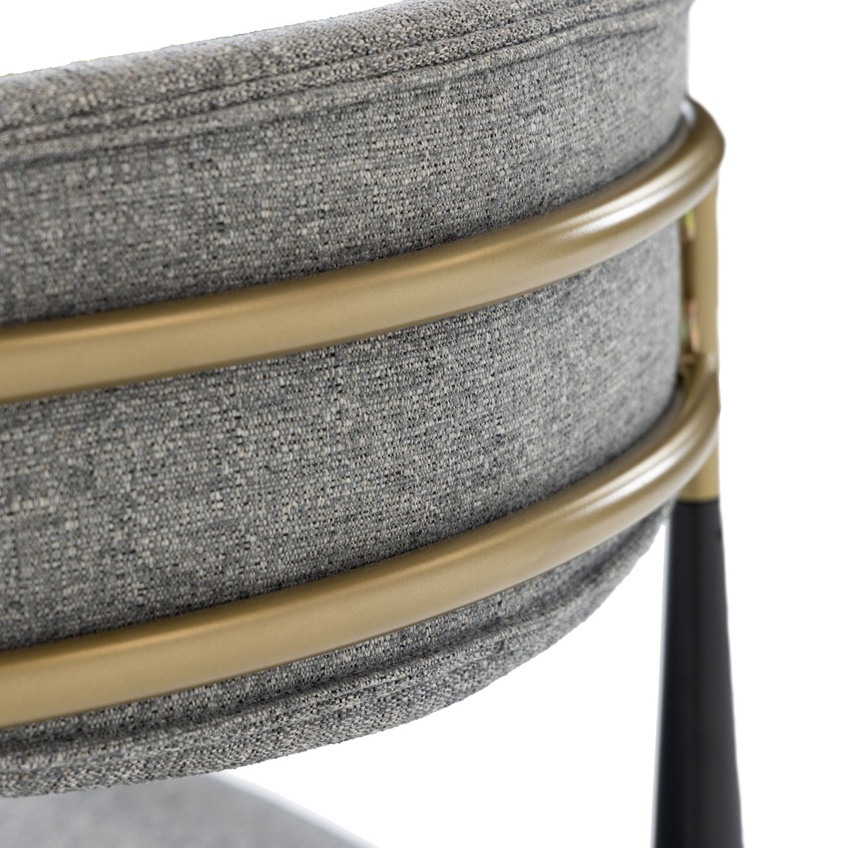 Grey Counter Stool with Gold Arms, Mid Century Counter Height Chair