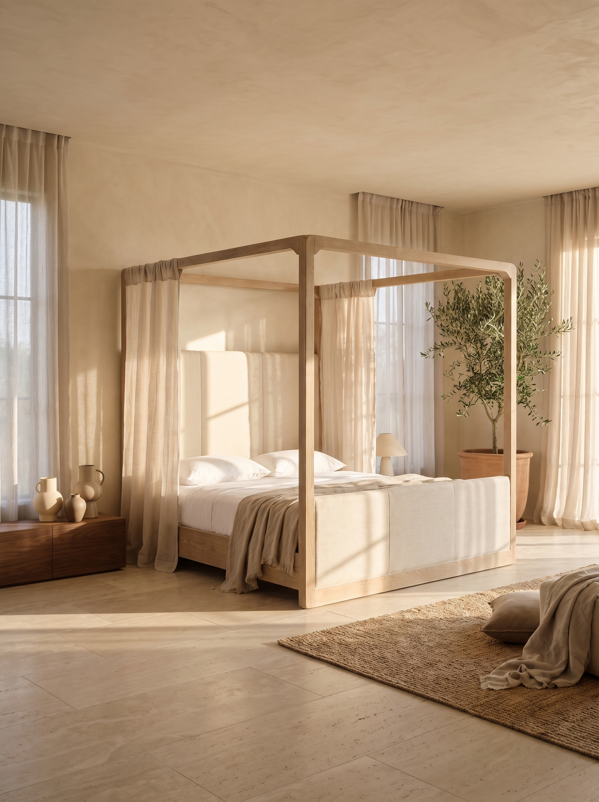 King Canopy Bed Frame in a styled room