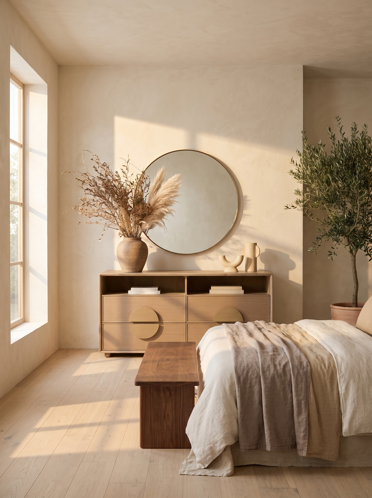 Rattan Front Dresser in a styled room